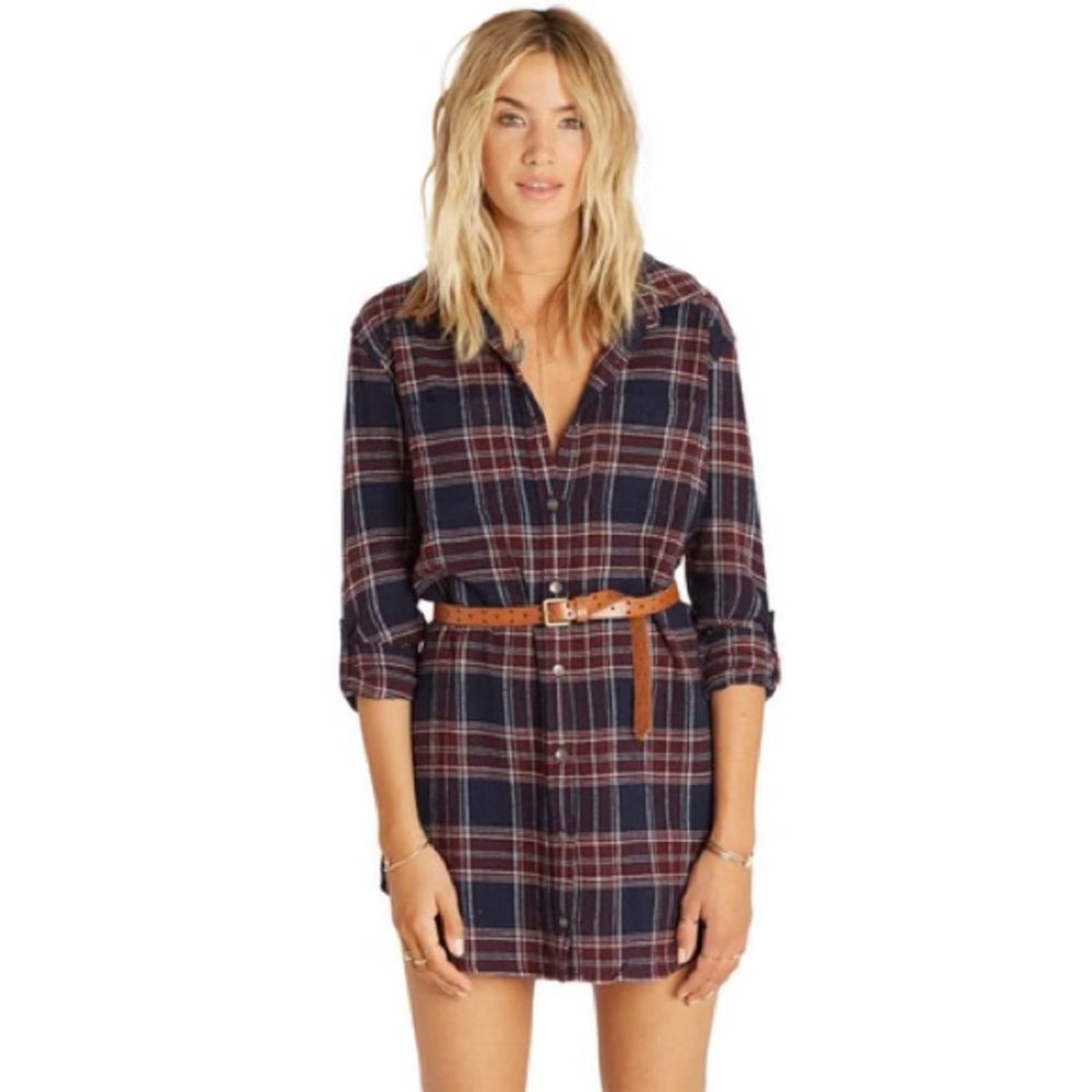 BILLABONG Winters Tale Shirt Dress (plaid, button down)